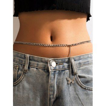 

Retro Butterfly Pendant Metal Belly Chain, Silver