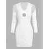 Ribbed Underarm Cut Out Bodycon Dress - WHITE L