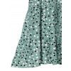 Contrast Dots Belted Tiered Midi Dress - LIGHT GREEN M