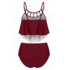 Tummy Control Swimsuit Gothic Bathing Suit Octopus Print Cut Out Crisscross Summer Beach Tankini Swimwear - RED WINE S