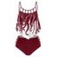 Tummy Control Swimsuit Gothic Bathing Suit Octopus Print Cut Out Crisscross Summer Beach Tankini Swimwear - RED WINE S