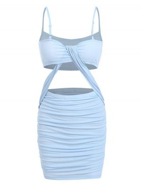 Spaghetti Strap Cut Out Ruched Bodycon Dress