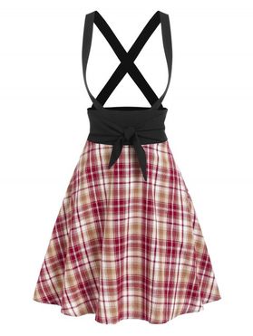 Plaid Crisscross Suspender Skirt