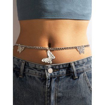 

Butterfly Hollow Out Pendant Belly Chain, Silver