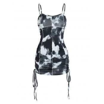

Tie Dye Print Cinched Bodycon Dress, Black