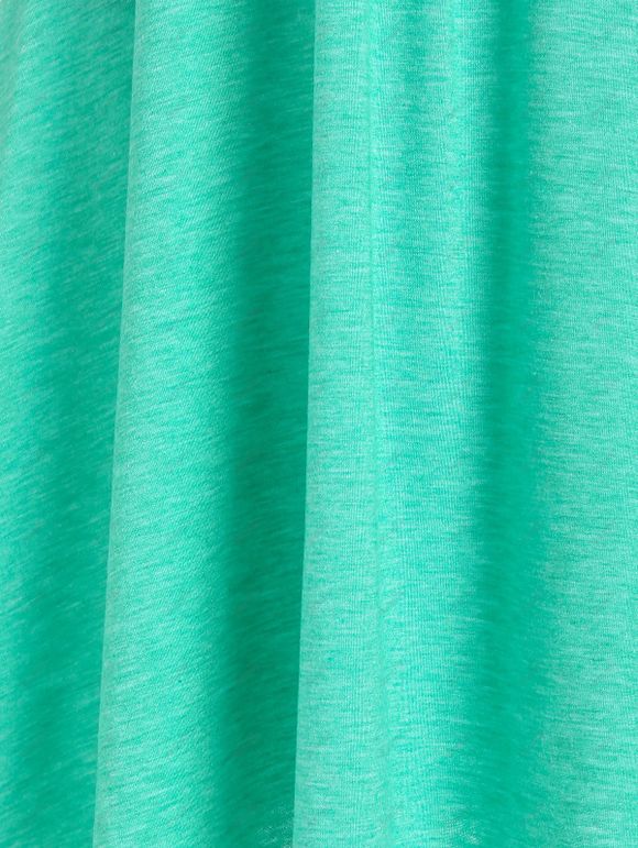 Robe d'Eté Evasée en Ligne A à Epaule Dénudée à Manches Bouffantes à Volants en Ligne A - Vert clair XXL