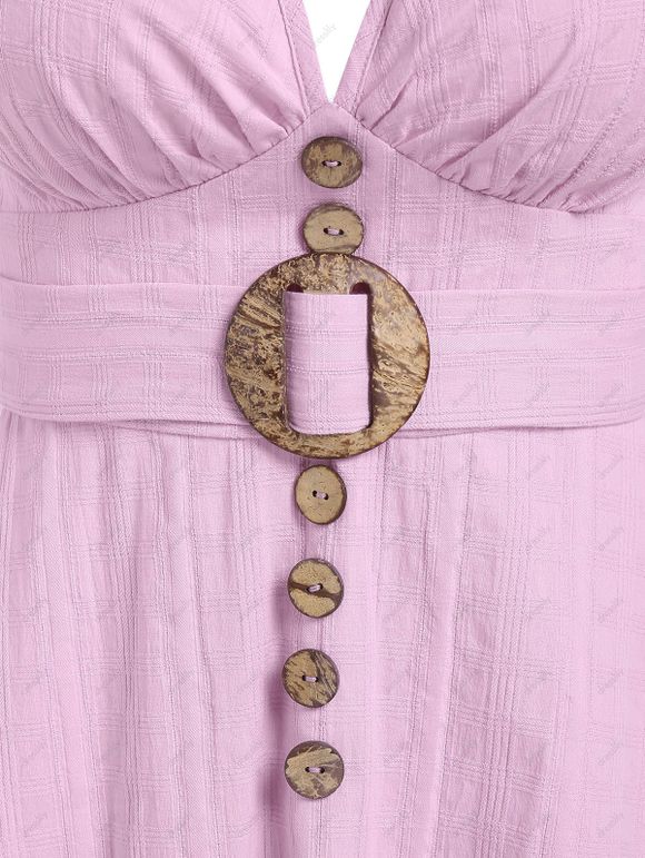 Mini Robe Evasée Boutonnée Plongeante - Violet clair XL