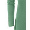 Button Front Slit Long Tunic Top with Bowknot Skinny Pants Set - LIGHT GREEN M