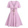 Mini Robe Evasée Boutonnée Plongeante - Violet clair XL