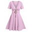 Mini Robe Evasée Boutonnée Plongeante - Violet clair XL