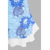 Plus Size Floral Print Flared Layered Tank Top - LIGHT BLUE 3X