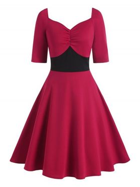 Ruched Colorblock Empire Waist Dress