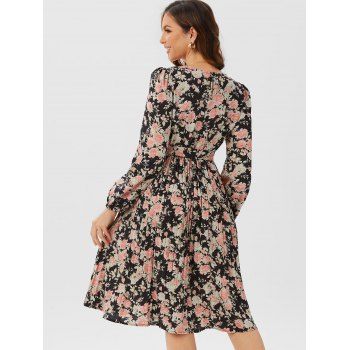 Bohemian Floral Print Knee Length Dress