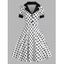 Vintage Polka Dot Mock Button Lapel A Line Dress - RED XL
