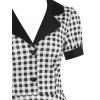 Vintage Plaid Mock Button Lapel A Line Dress - BLACK S