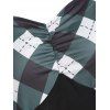 Robe Vintage à Carreaux Plissée à Taille Empire - Vert profond XL