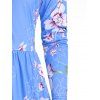 Floral Print V Neck Knee Length Dress - BLUE M