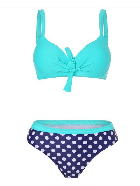 Polka Dot Vacation Swimsuit Knotted Push Up Bikini Swimwear