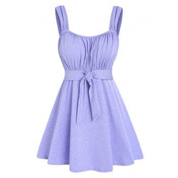 

Tie Knot Ruched Bust Tank Top, Light purple