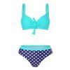 Polka Dot Vacation Swimsuit Knotted Push Up Bikini Swimwear - LIGHT BLUE S