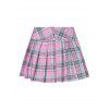 Plaid Wide Waistband Pleated Skirt - LIGHT PINK S