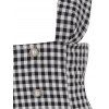 Gingham Mock Button Suspender Dress - BLACK L