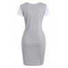 Floral Crochet Twisted Tee Dress - LIGHT GRAY S
