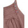 Mock Button Layered Corset Style High Low Suspender Skirt - COFFEE 3XL