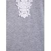 T-shirt Teinté Panneau Applique en Treillis à Manches Longues - Gris Clair XL
