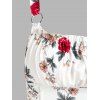 Flower Print Vacation Sundress Ruffle Garden Party Dress Ruched Bust Corset Dress - WHITE L