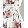 Robe Corset de Soirée à Imprimé Fleur Au Poitrine à Volants de Vacances - Blanc XL