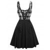 Summer Sleeveless Lace-up Plaid Print Buckle Strap Dress - BLACK XL