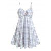 Plaid A Line Cami Dress and Open Bust Knot Top Twinset - LIGHT PURPLE XXL