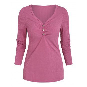 

Ruched V Neck T-shirt, Light pink