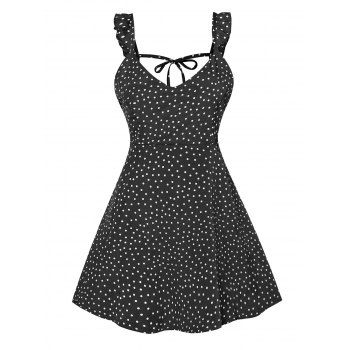 

Tiny Polka Dot Ruffled Cami Summer Dress, Black