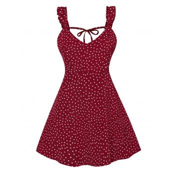 

Polka Dot Frilled Cami Summer Dress, Red