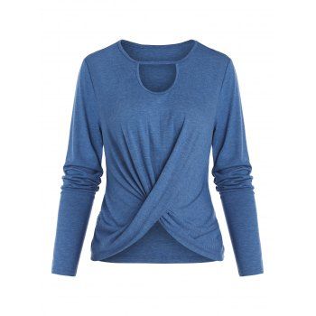 

Twisted Cutout Long Sleeve Tee, Blue