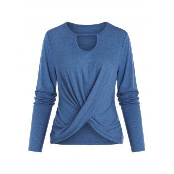 

Twisted Cutout Long Sleeve Tee, Blue