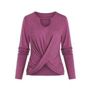 

Twisted Cutout Long Sleeve Tee, Purple