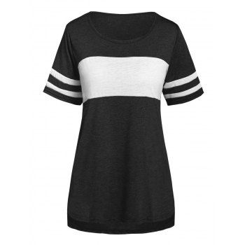 

Colorblock Slit High Low T-shirt, Black