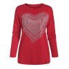 T-shirt Cœur à Goutte Epaule avec Strass - Rouge S