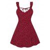 Tiny Polka Dot Ruffled Cami Summer Dress - RED L