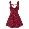 Polka Dot Frilled Cami Summer Dress - RED L