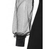 Robe de Soirée Superposée Panneau en Maille Transparente avec Paillette - Noir S