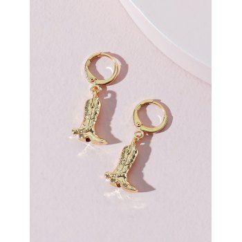 

Metal Cowgirl Boots Shape Charm Huggies Earrings, Golden