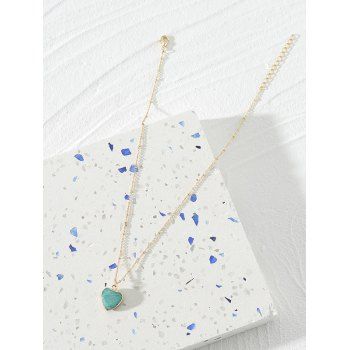 

Heart Shape Natural Stone Pendant Necklace, Golden