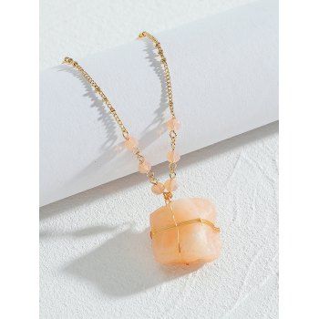 

Irregular Natural Stone Crystal Charm Necklace, Light orange