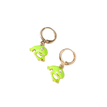 Frog Charm Glazed Huggies Earrings