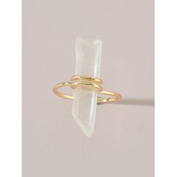 

Natural Stone Crystal Geometric Ring, Golden