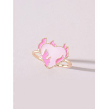 

Glazed Heart Flame Shape Ring, Light pink